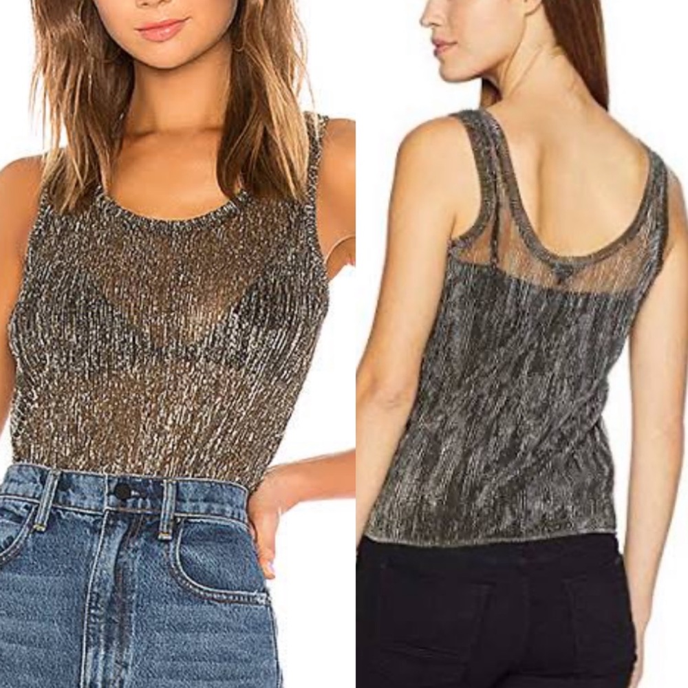 Hudson Metallic Shimmering Sheer Tank Top NWT